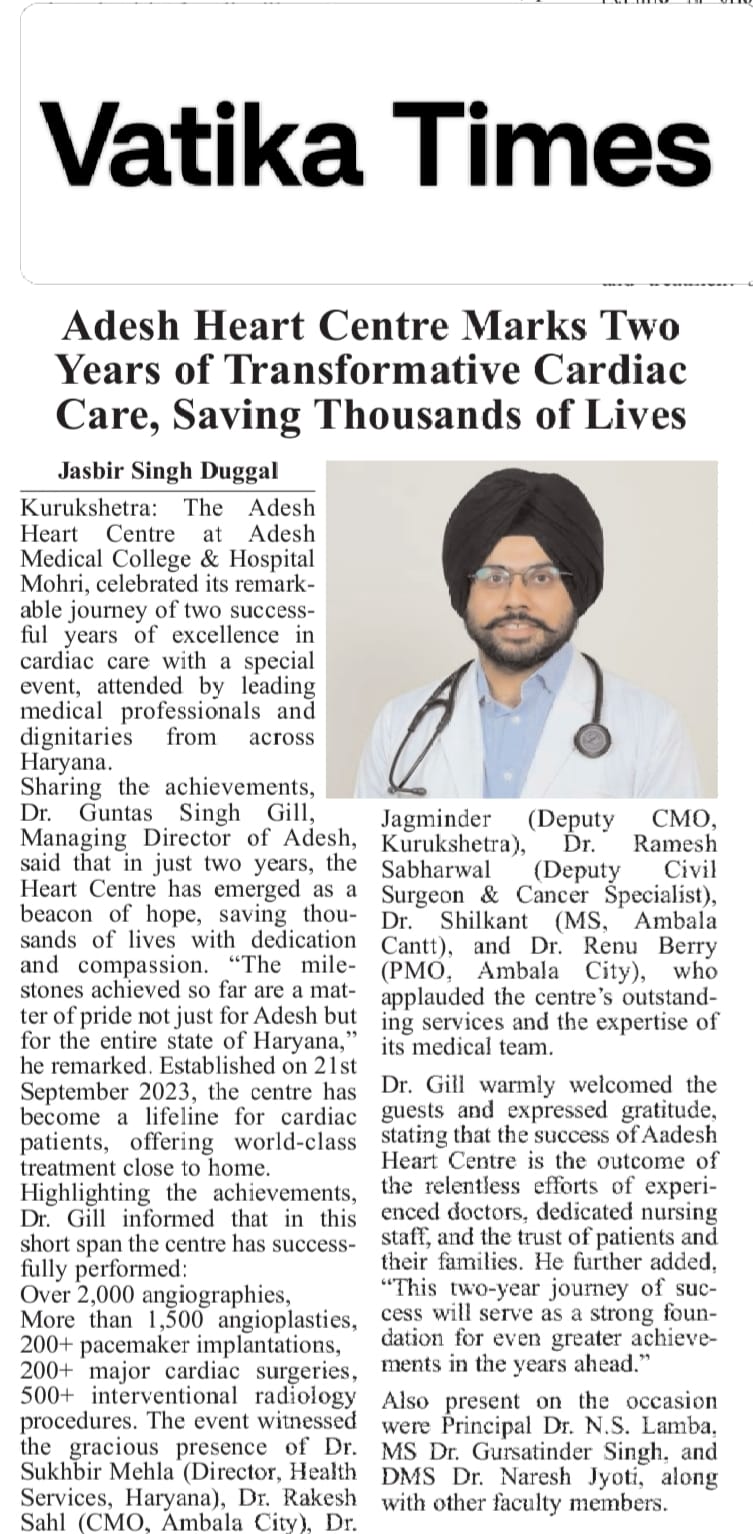 Adesh Heart Centre Marks Two Years of Transformative Cardiac Care, Saving Thousands of Lives