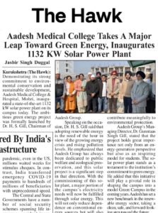 Aadesh Medical College Takes A Major Leap Toward Green Energy, Inaugurates 1132 KW Solar Power Plant