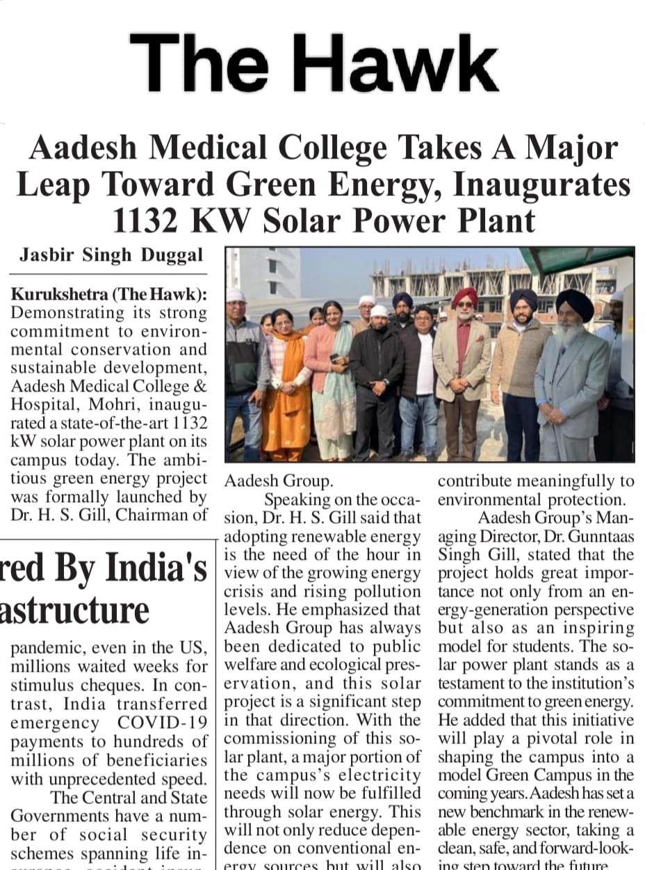 Aadesh Medical College Takes A Major Leap Toward Green Energy, Inaugurates 1132 KW Solar Power Plant