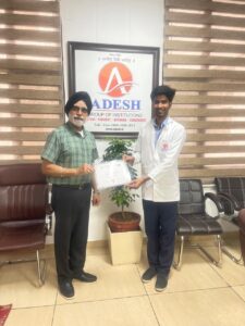 Student of Adesh Medical College Gautam(batch 2024) has secured Second Position