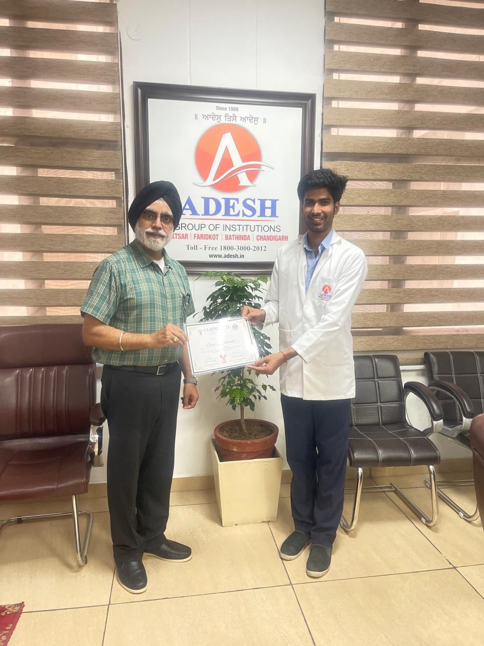 Student of Adesh Medical College Gautam(batch 2024) has secured Second Position